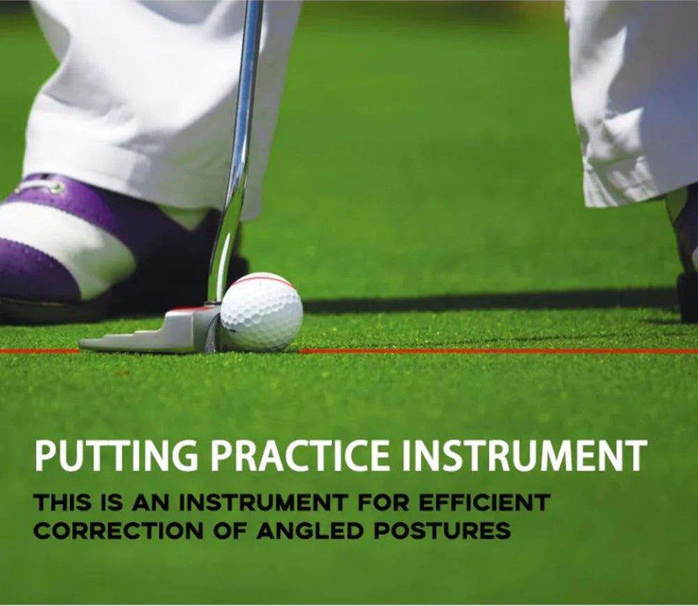 Black golf putter laser aiming sight accessory for putting alignment practice.
