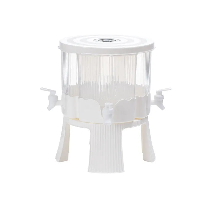 Rotating refrigerator with faucet and four compartments in modern simplicity glacier pattern
