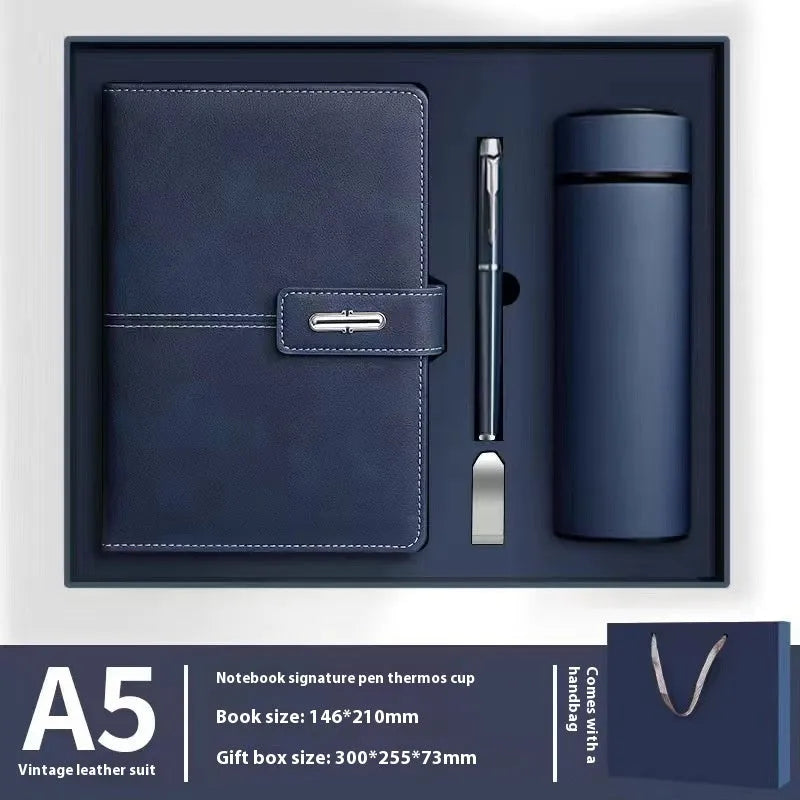 A5 notebook with PU leather cover in choice of colours including black, red, green, blue and orange.