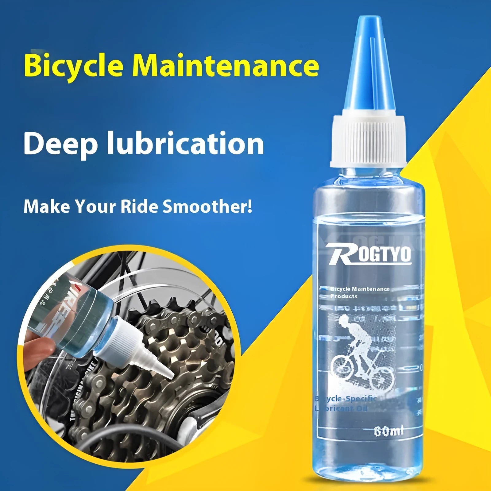 60ml bottle of bicycle chain oil for lubrication and rust prevention on drivetrain parts