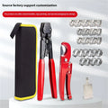 Red cloth finish PEX clamp set with metal construction and carbon steel cutting edge