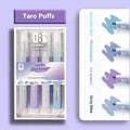 Four glitter fluorescent highlighter pens with slanted tips in pastel colours including taro puff and mung bean smoothie