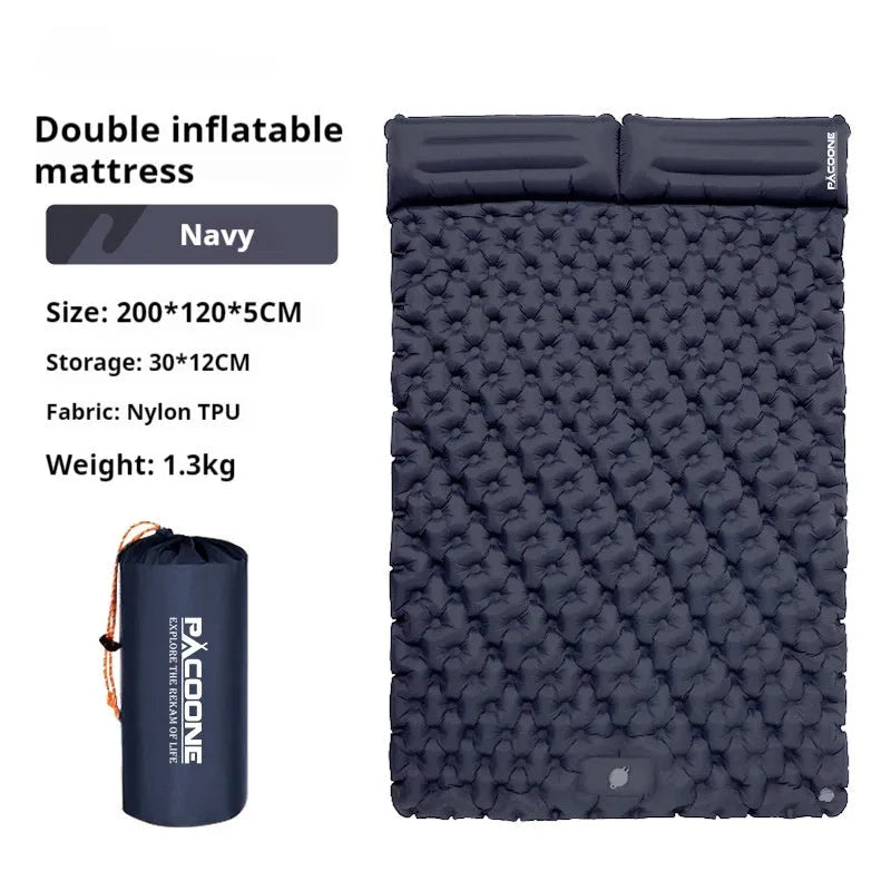 Auto-inflation air mattress camping sleeping mat 40D nylon TPU single navy blue