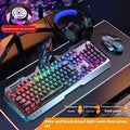 Aluminium mechanical gaming keyboard with rotary knob, shown in metal grey with rainbow backlighting.