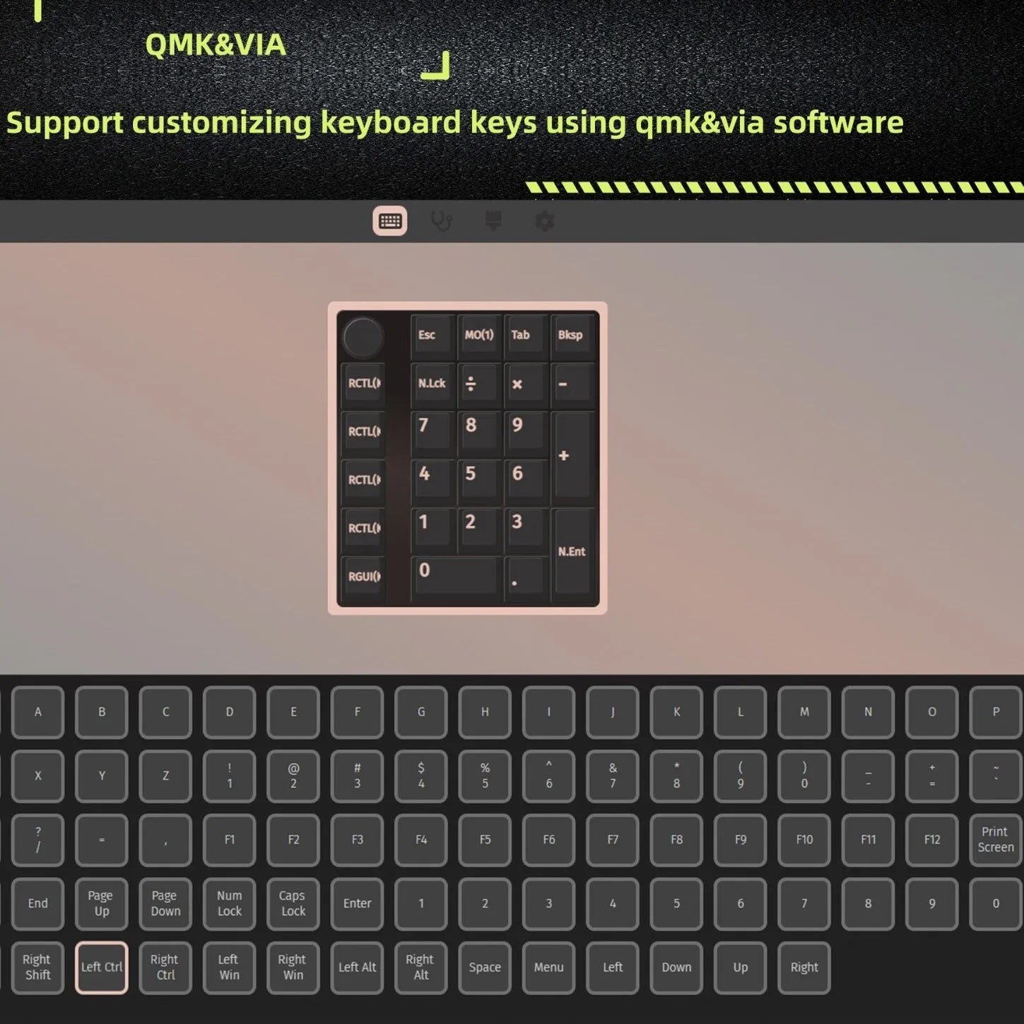 Black and white wireless mechanical Bluetooth numeric keypad with 24 keys