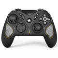 Black wireless game controller with leather-pattern texture on handles for Nintendo computers and mobile phones.