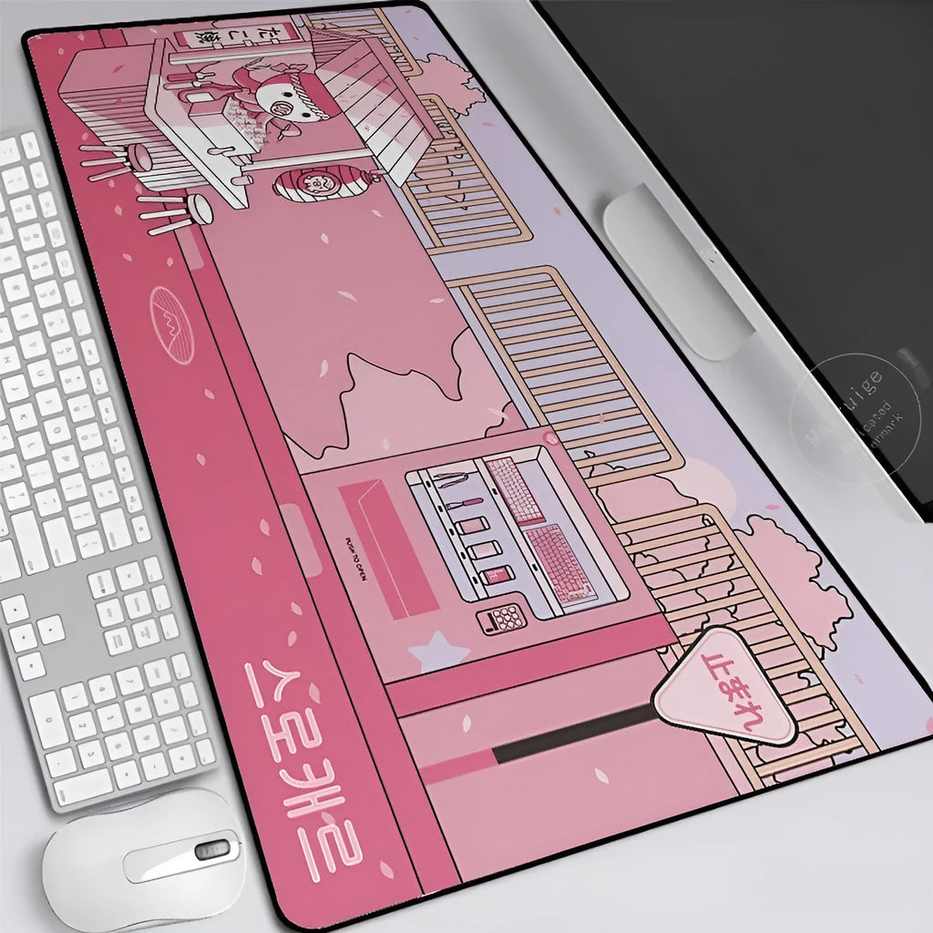 Oversized esports gaming mouse pad with cartoon heat transfer print, anti-skid rubber base, available in 100x50cm size