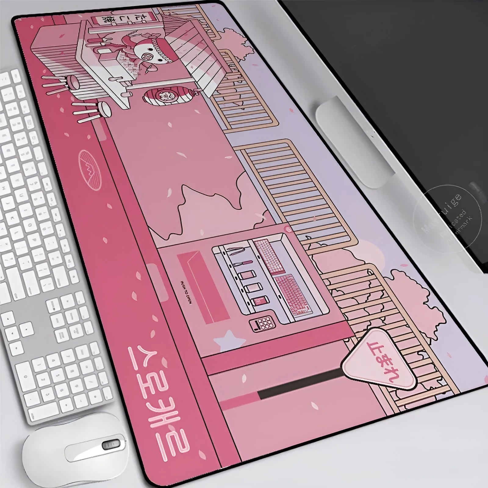 Oversized esports gaming mouse pad with cartoon heat transfer print, anti-skid rubber base, available in 100x50cm size