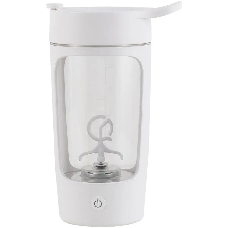Portable white juice blender cup with 650ml capacity and USB charging port.