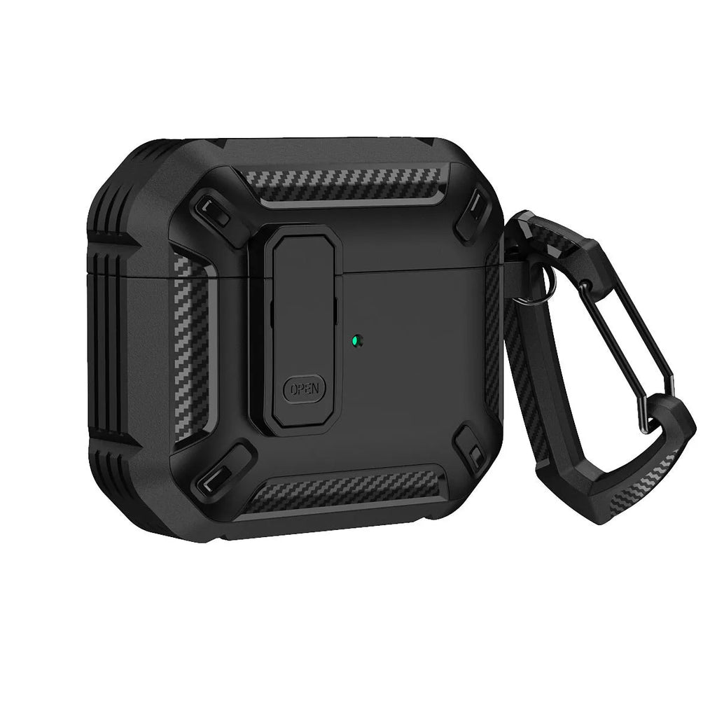 AirPods plastic clamshell protective case with hook in two-tone colours