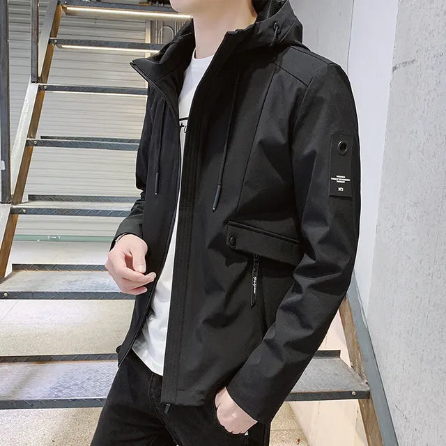 Men's chemical fibre blend jacket with full zip in Black colour option