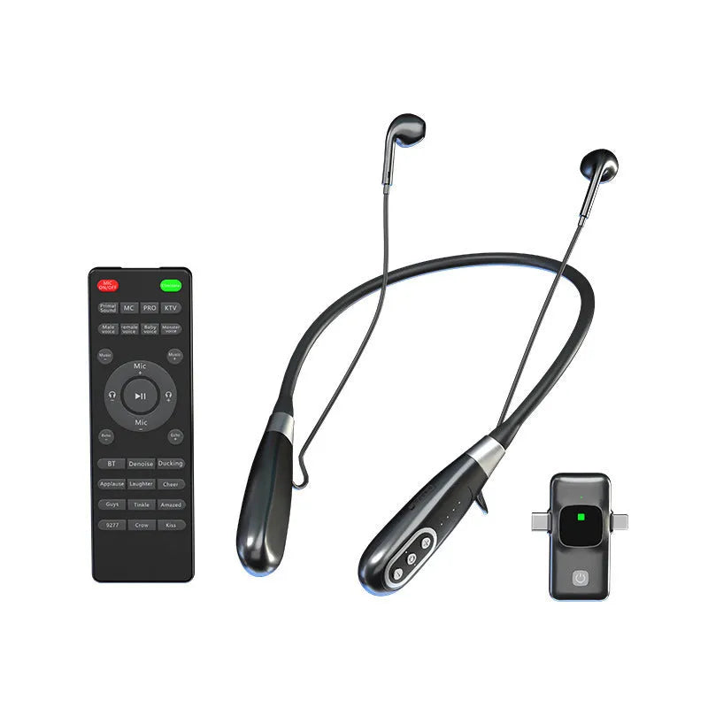 E8 wireless microphone headset sound card integrated in neck-hanging style for live streaming