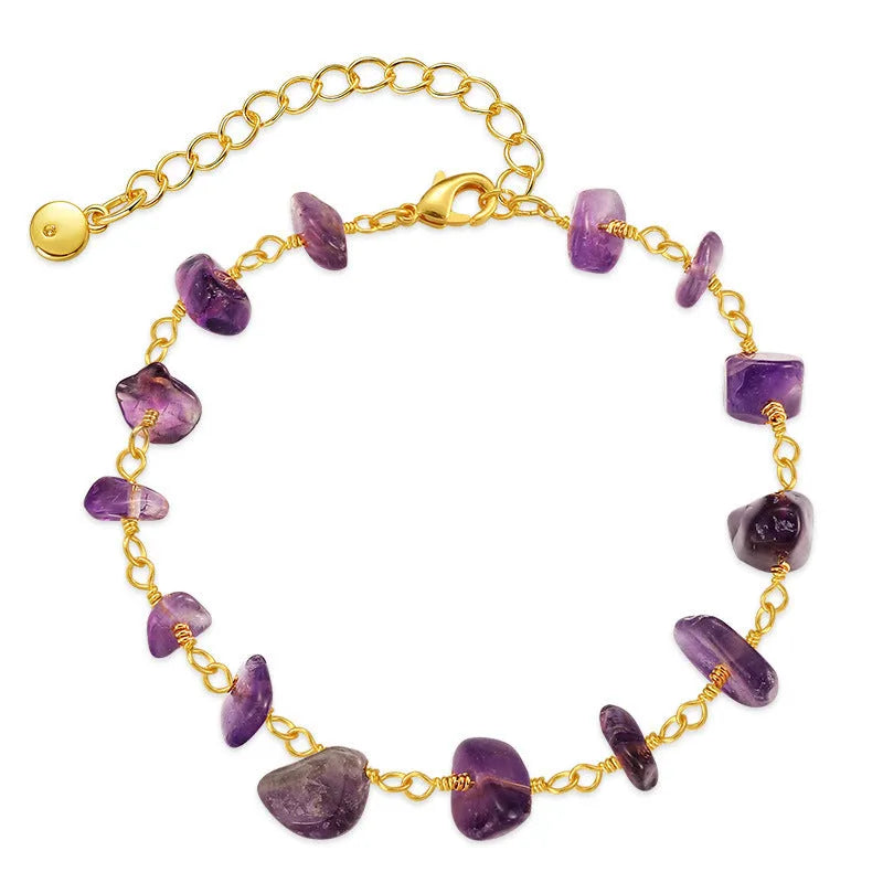 Geometric women's bracelet with irregular turquoise crystals crafted from 18K copper in multiple colour options