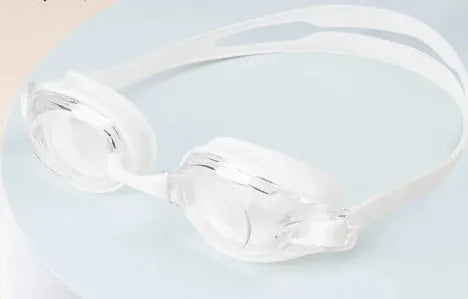 Black myopia swimming goggles with HD waterproof lenses and a matching protective storage case.