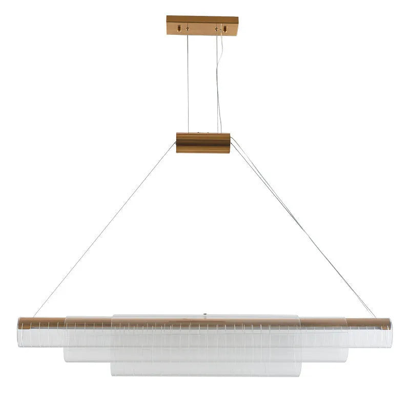 Modern glass pendant lamp with iron body and LED lighting in three size options