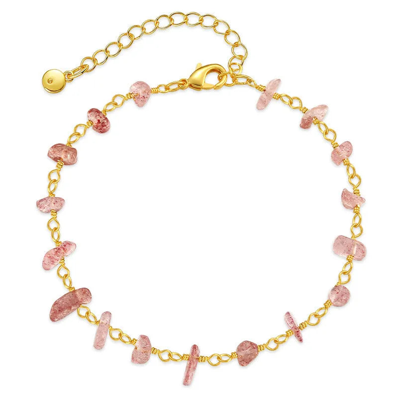 Geometric women's bracelet with irregular turquoise crystals crafted from 18K copper in multiple colour options
