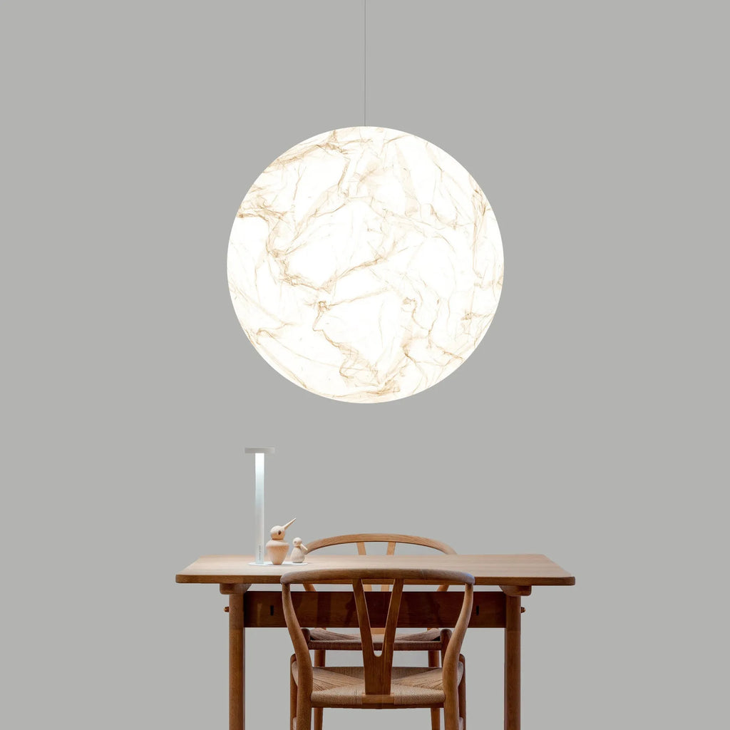 Moon pendant light in a double-height restaurant or living room – D40 or D50 size – low-voltage 36V – light luxury style