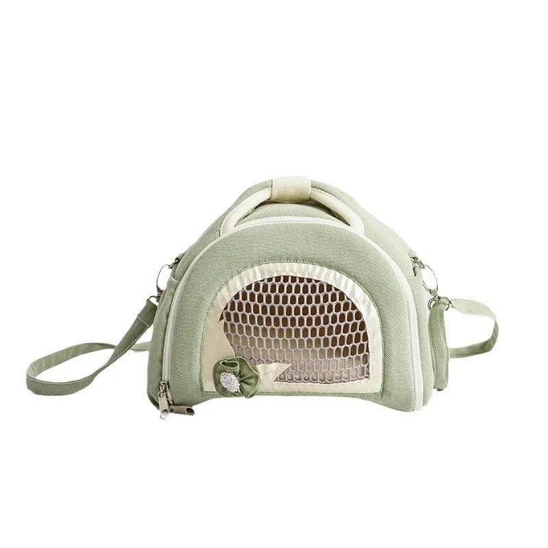 Breathable hamster crossbody handbag with outer strap in matcha green colour option