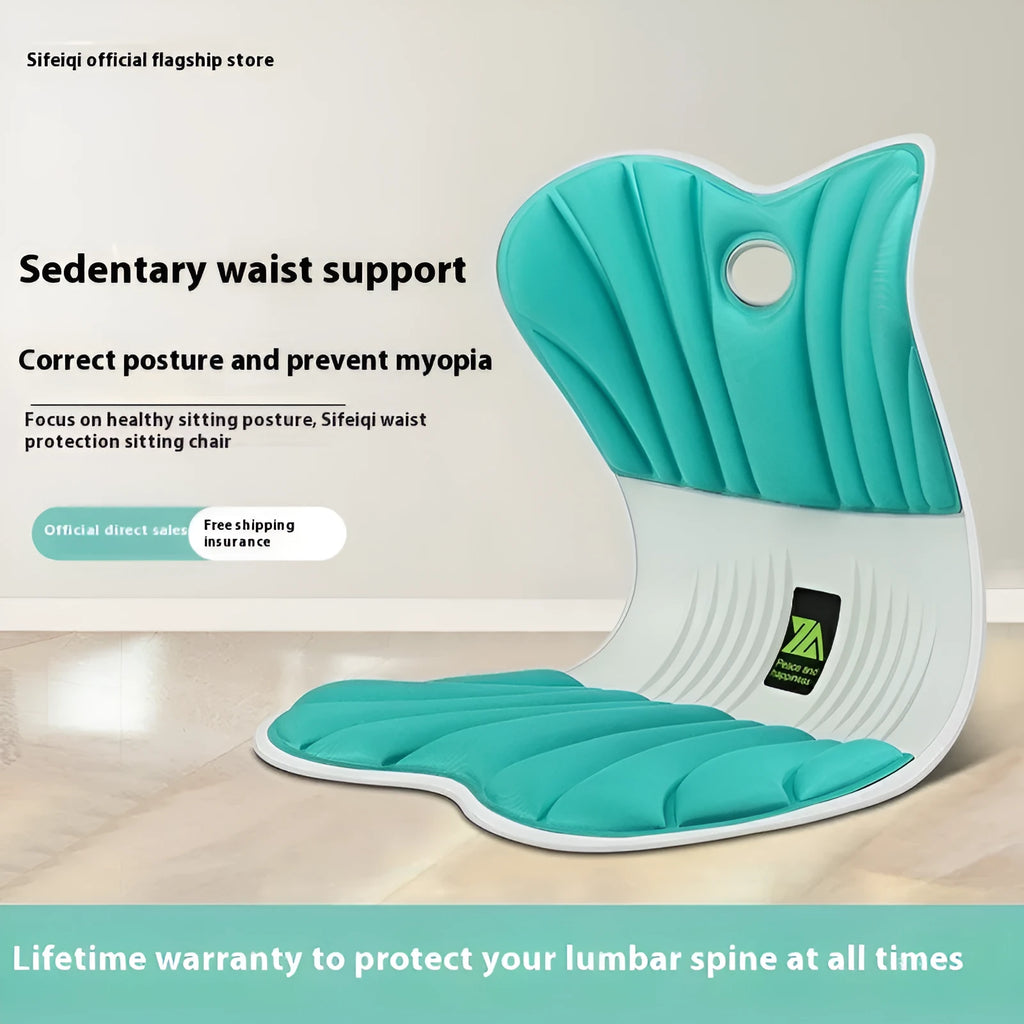 Grey ergonomic office seat cushion for waist support and posture correction on chair