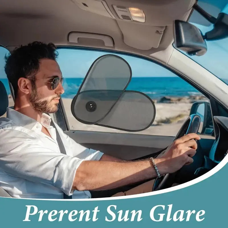 Black adjustable car side window sunshade with suction cups for baby sun protection