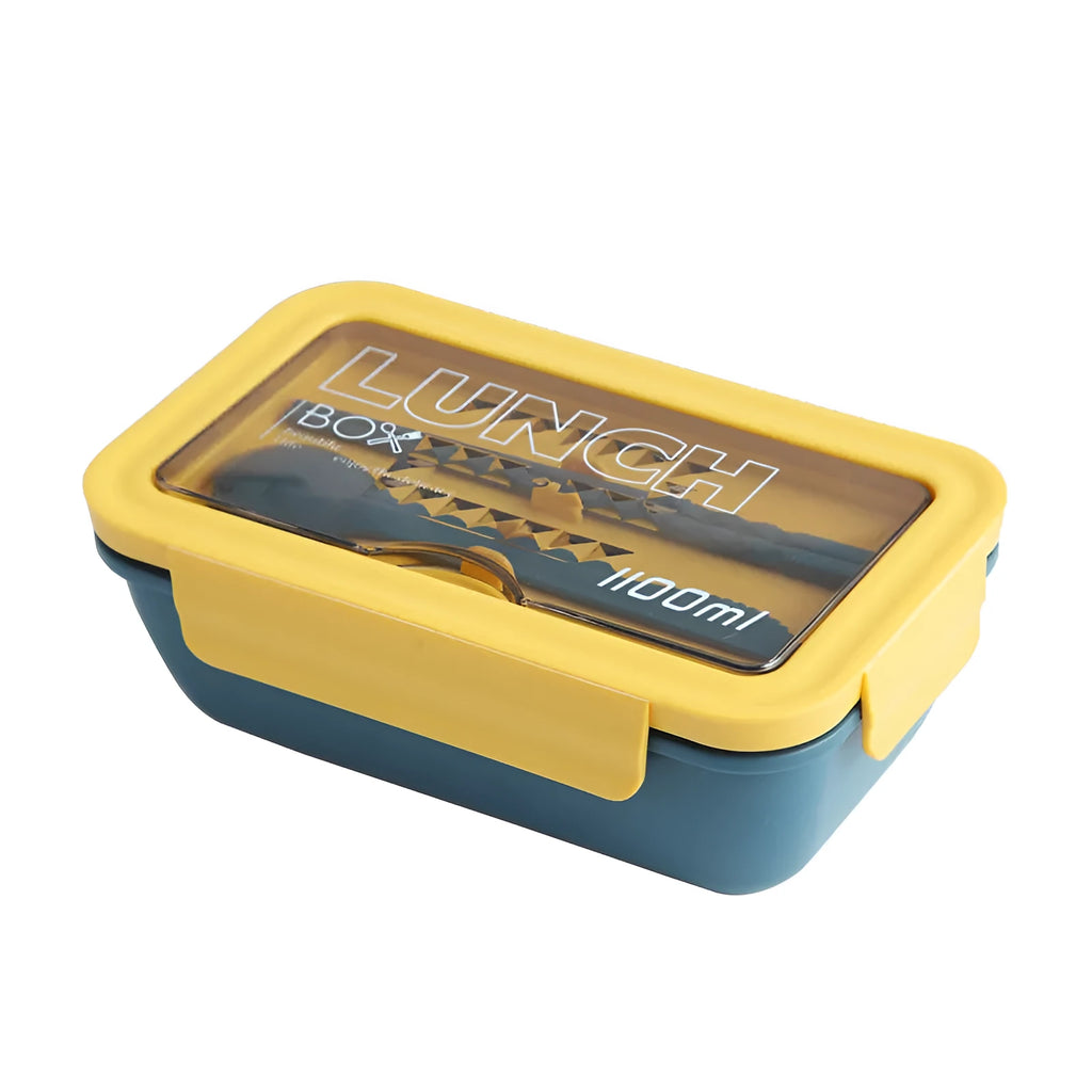Green Nordic style partitioned lunch box with four food compartments
