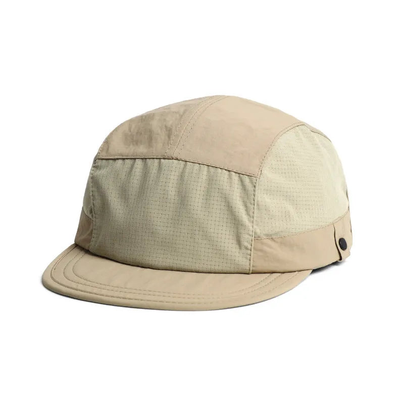 A dome crown sun hat in size M, made from breathable polyester fabric, shown in army green colour.
