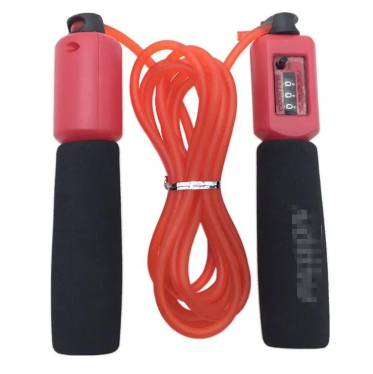 Adult fitness skipping rope with foam handles showing 3 metre PVC rope in multiple colour options