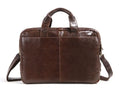 Brown men's business briefcase made from first layer cowhide leather with 18-inch size