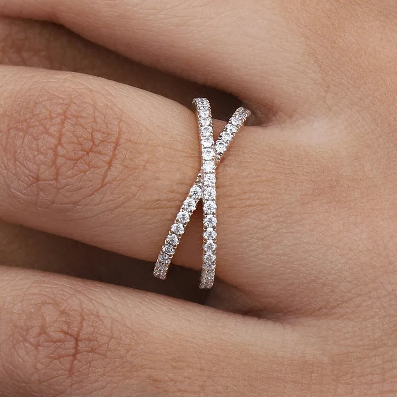 Gold cross ring for women made of alloy with electroplated finish, geometric shape, and XOXO element