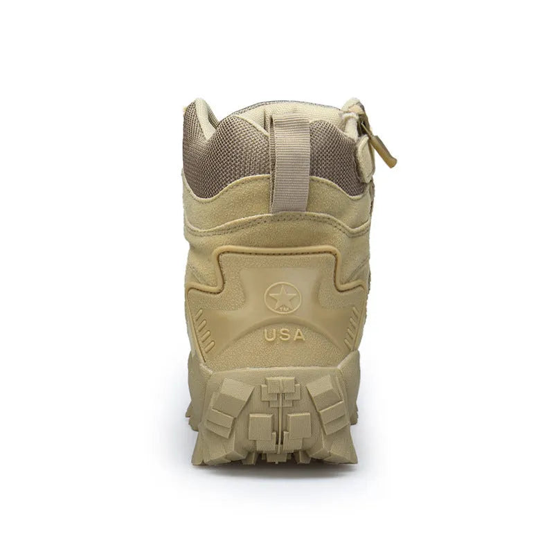 US Army Delta tactical boots in black and sand colours with velvet and leather upper, rubber sole