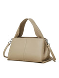 Women's retro texture cowhide messenger bag in horizontal square shape with double shoulder straps