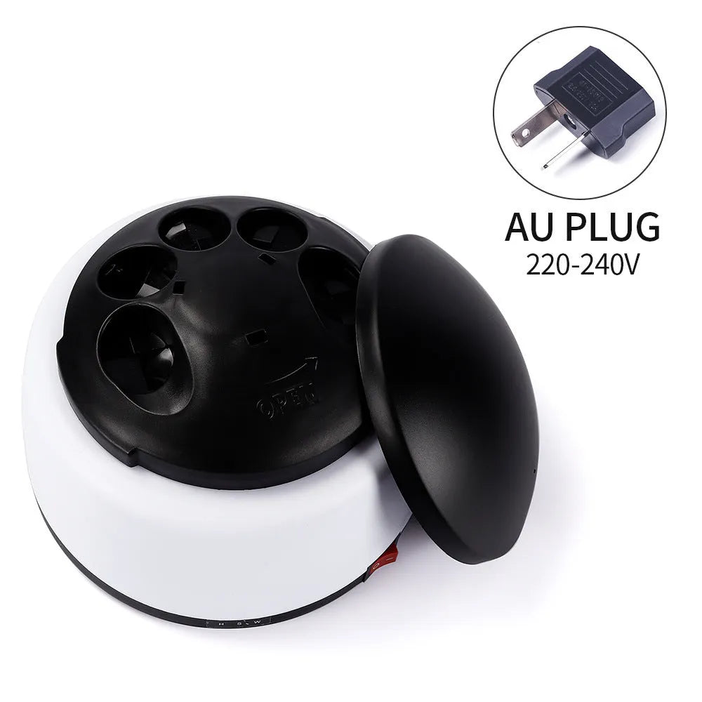 White electric steam nail polish remover machine on a flat surface measuring 16.5 x 16.5 x 11cm