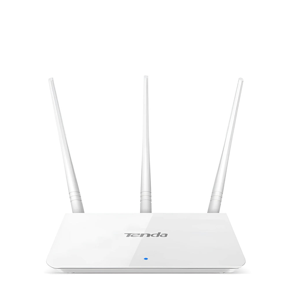 A white wireless router with antennas for dual-band 2.4GHz and 5GHz Wi-Fi.
