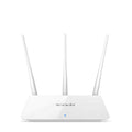 A white wireless router with antennas for dual-band 2.4GHz and 5GHz Wi-Fi.