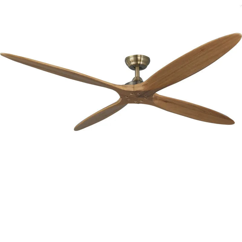 60-inch solid wood ceiling fan with DC inverter remote control, rustic style, acrylic lampshade, 2 blades
