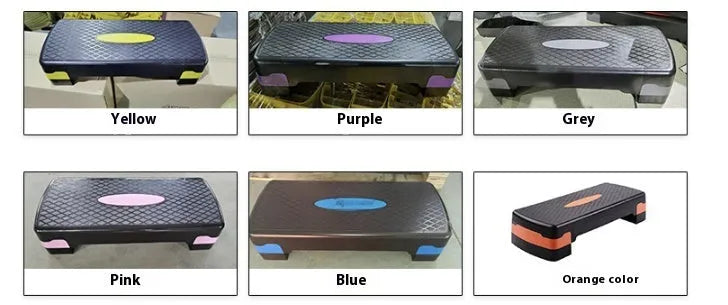 Fit Step aerobics platform in grey on a home floor, showing its 68cm length and 15cm height.