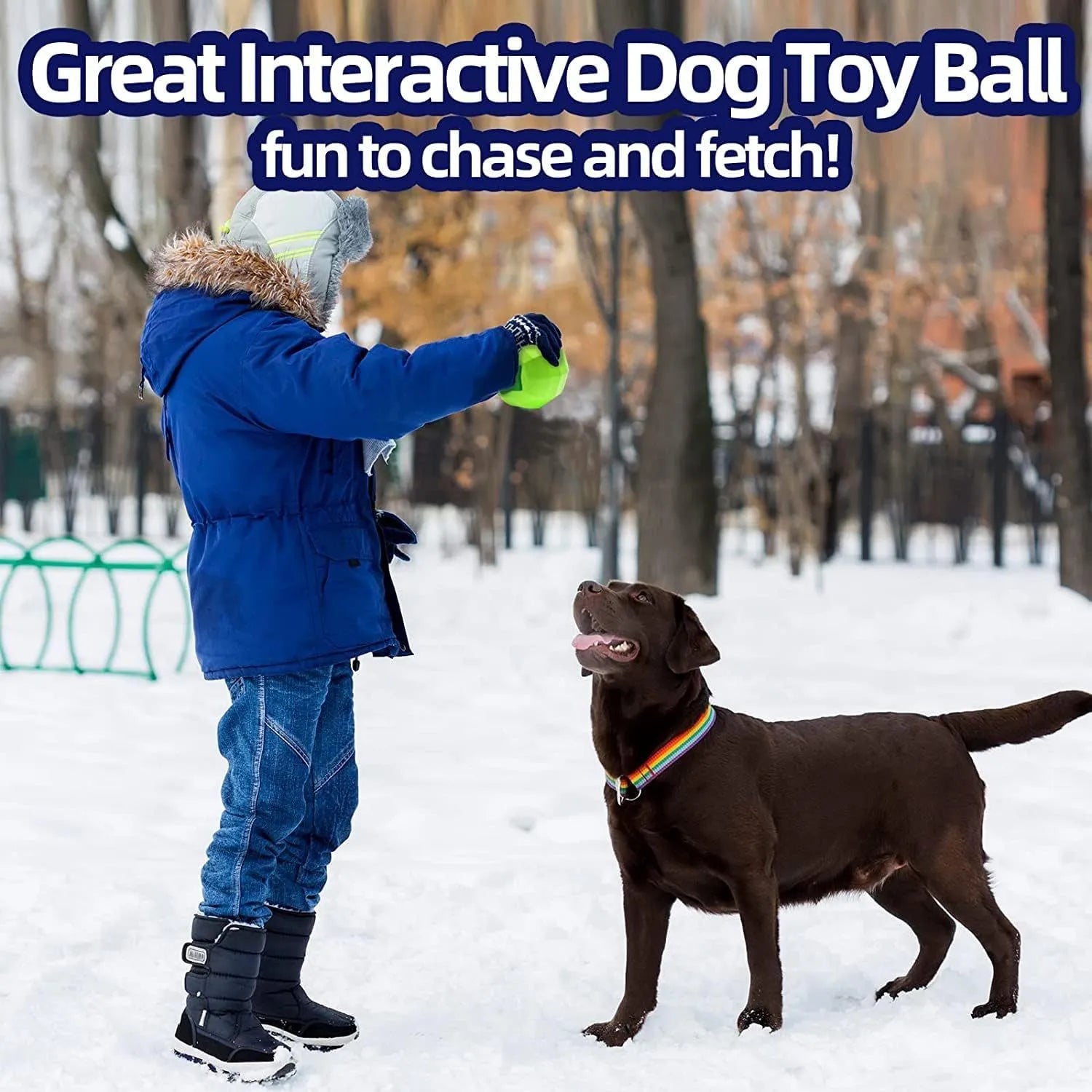 Green natural rubber squeaky dog ball toy for large breed aggressive chewers