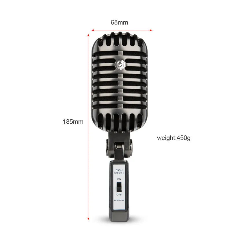 Retro-style wireless condenser microphone with cardioid pickup pattern for K song and live recording