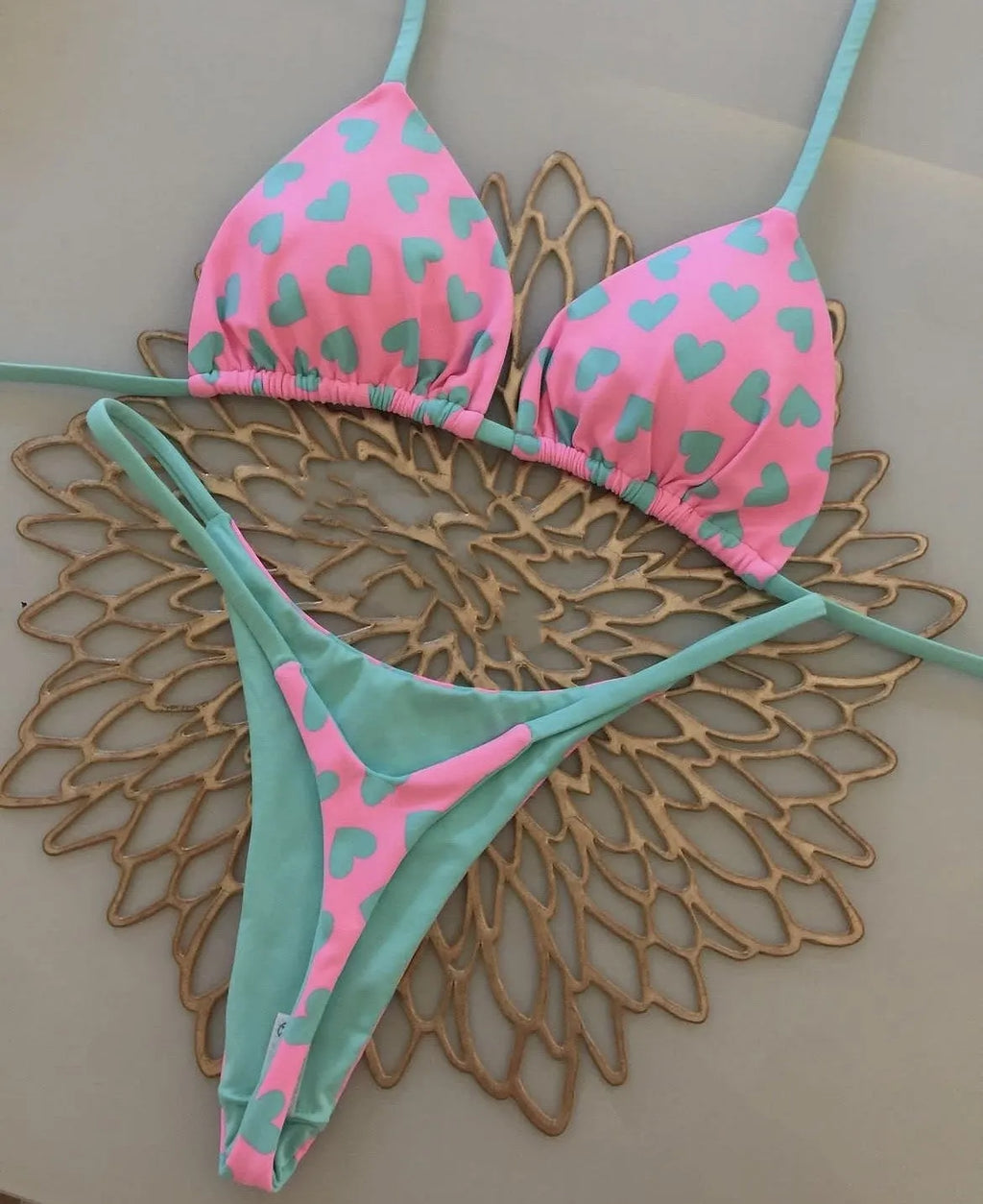 Heart print one-piece swimsuit with a backless split, in colours RT1883 or R2112