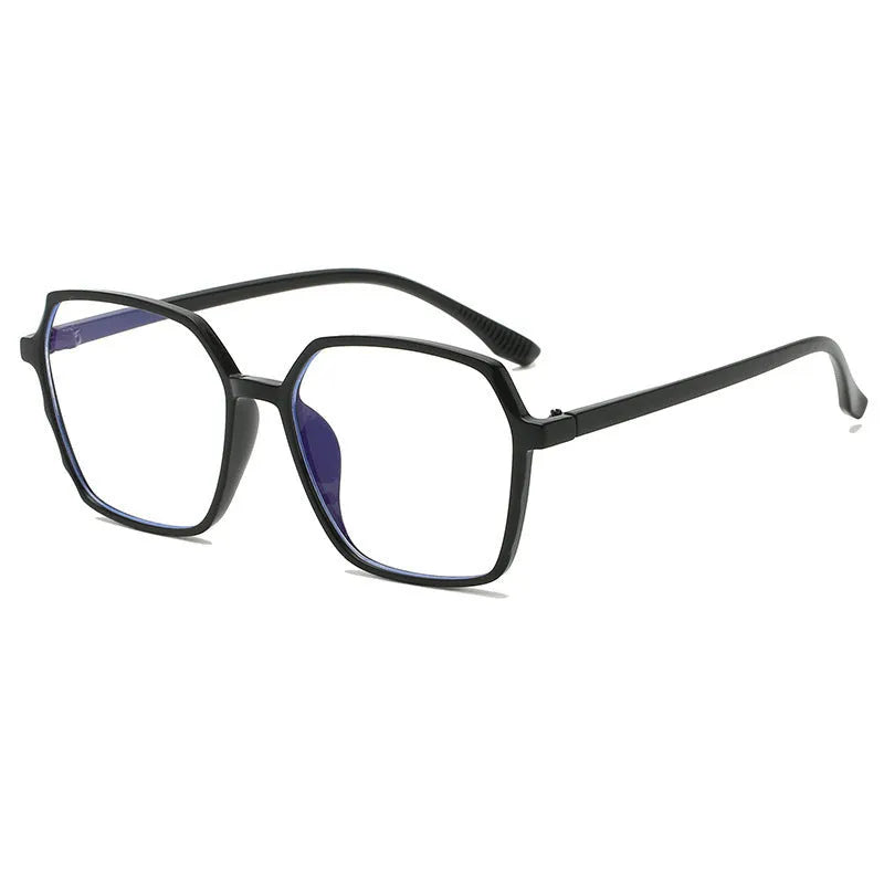 Women's fashion flat glasses with clear AC lens and transparent plate frame in black option