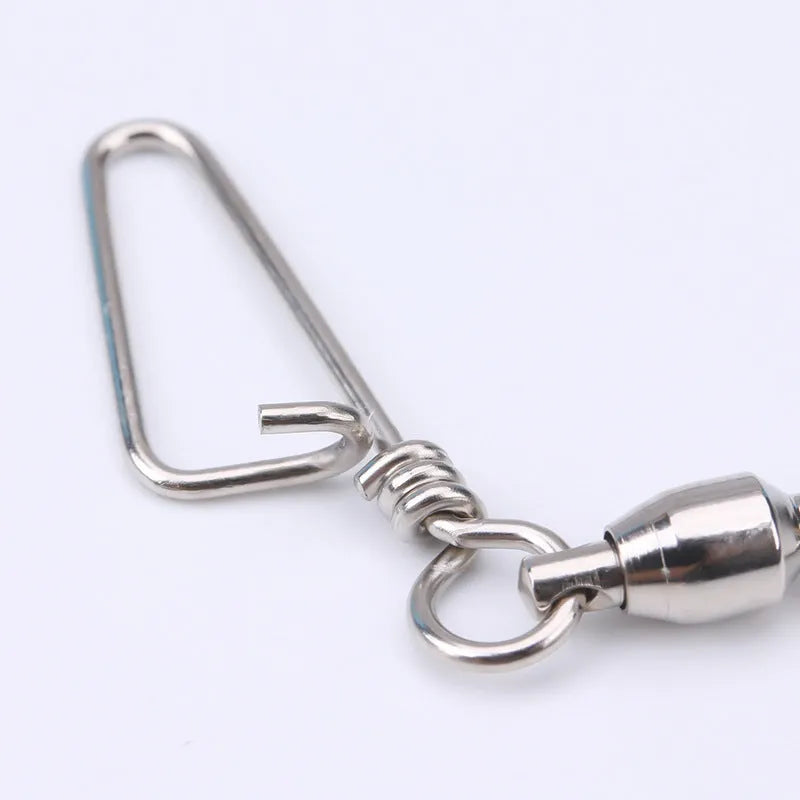 Fishing 8-shaped ring bearing swivel in copper, silver white colour, with 8-shaped ring and bearing mechanism visible