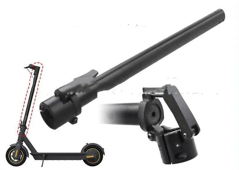Black metal folding upright pole accessory for a Nanbo No. 9 electric scooter.