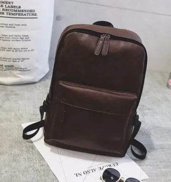 PU leather men's shoulder bag in black with double straps and stitching details