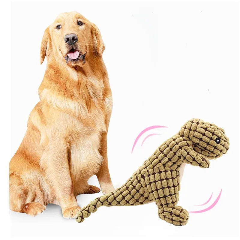 Grey, green, or orange durable squeaking chew toy for dogs resistant to bites.