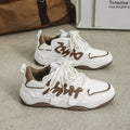 Mens casual sports skate shoes in khaki with microfiber leather upper, rubber sole, and lace-up closure