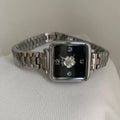 ZUORAN Camellia square steel chain women's watch with gold strap and gold dial markings