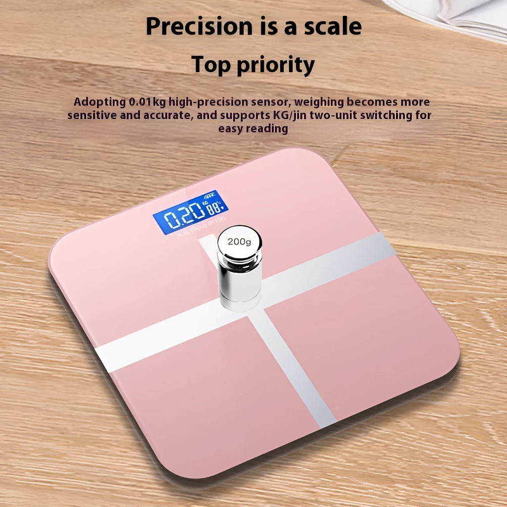 Household body weighing scale in Cross Ice Crystal White colour with 26x26 dimensions and USB charging capability