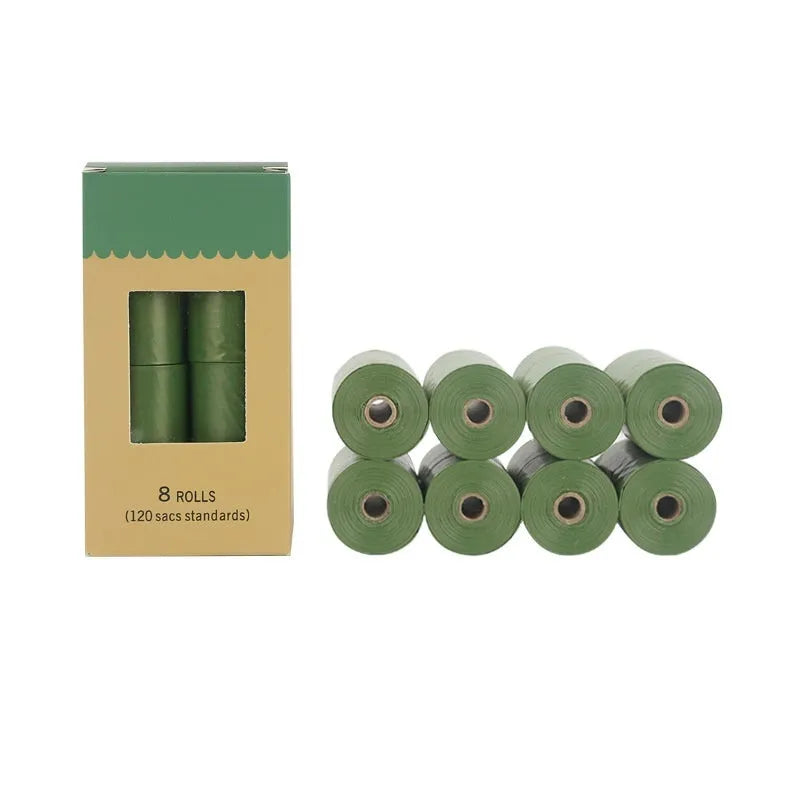 EPI environmentally friendly degradable pet waste bags in green colour with dispenser attachment