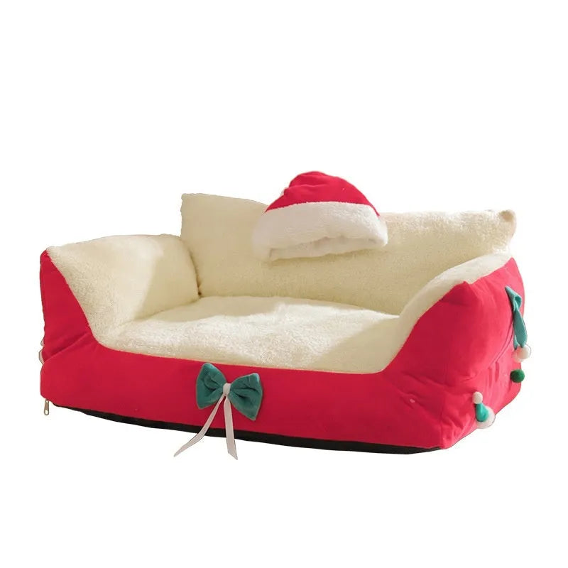 Flannel cat nest in green for cats, washable and removable pet bed