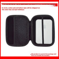 Black hard protective storage case for magnetic wireless power bank, 120x90x27mm, on neutral background
